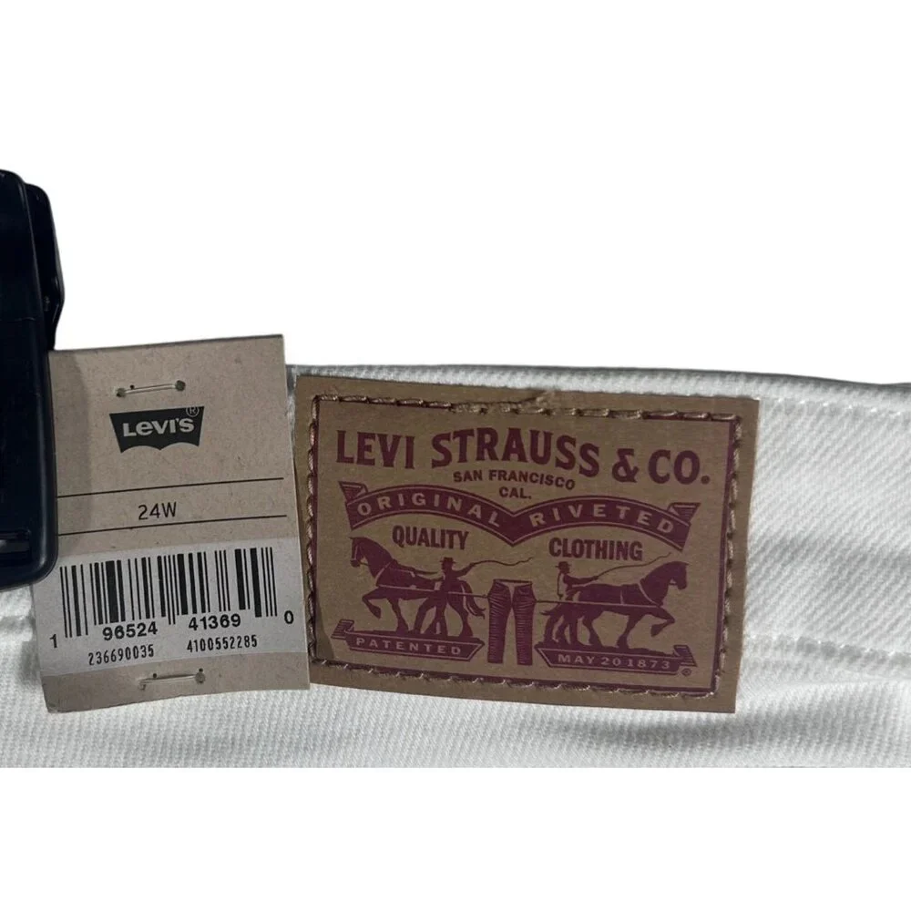 Levi's Jeans Shorts Women's Size 24W White Denim Mid-Rise Shorts With Rolled Hem
